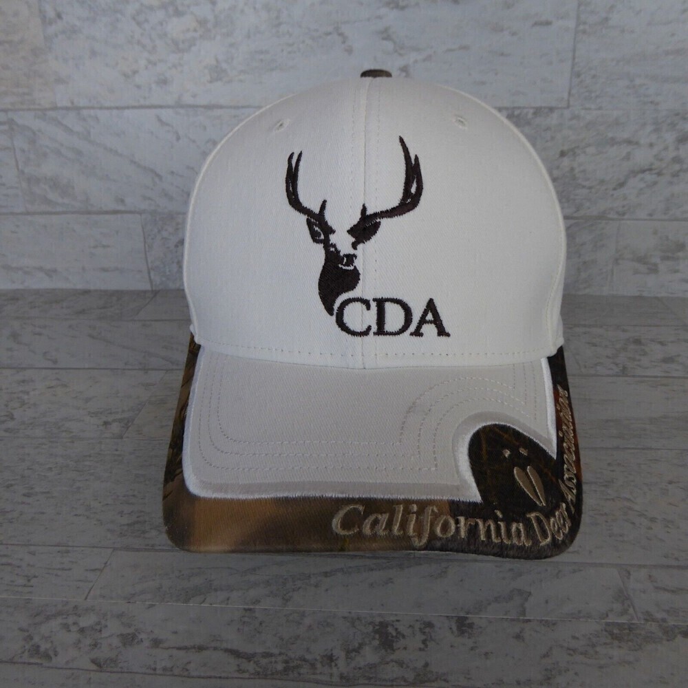 California Deer Association Hat White Camo CDA Trucker Strapback Cap Hunting